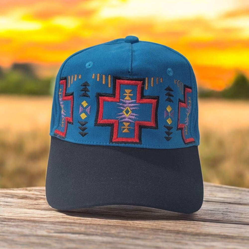 Blue and Black Patterned Cap